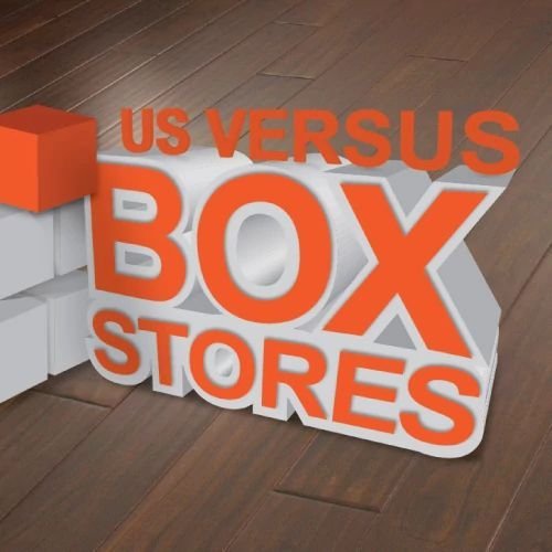 us vs box stores graphic from The Furniture Store in the Brighton, MI area